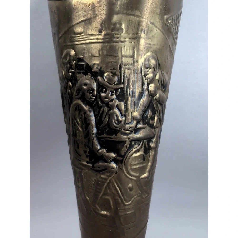 Brass Repousse Wall Vase Match Holder/Fireplace Mount 11
